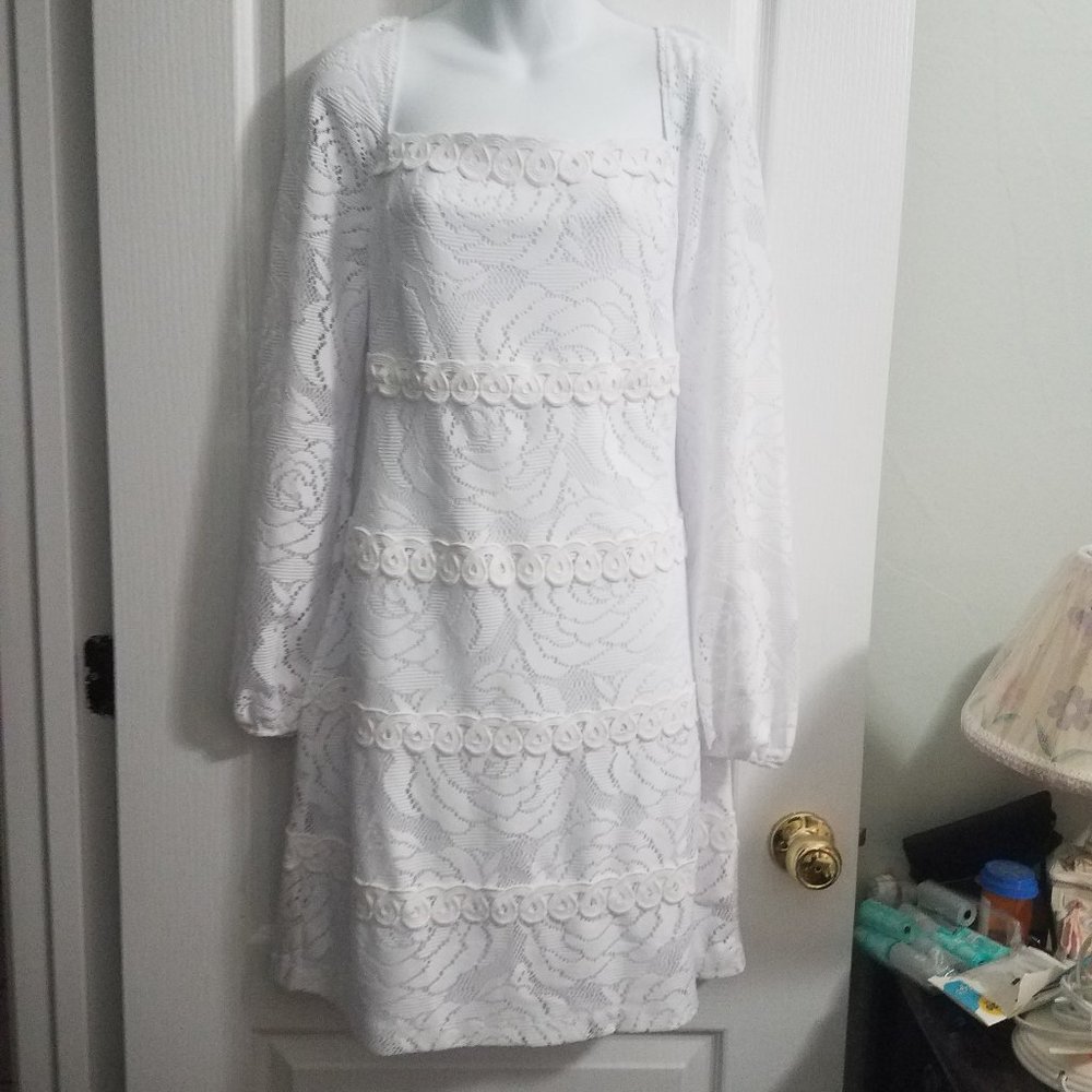 Lilly Pulitzer Zoella Dress Resort White Bungalow Blossom Lace NWT - Picture 3 of 8